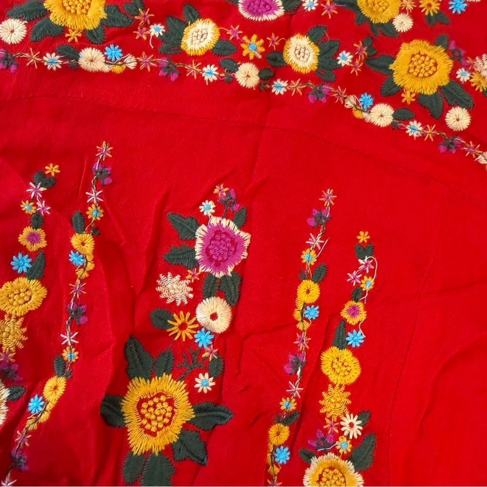 Umgee Red Floral Embroidered Mini Dress size medium - Picture 3 of 8